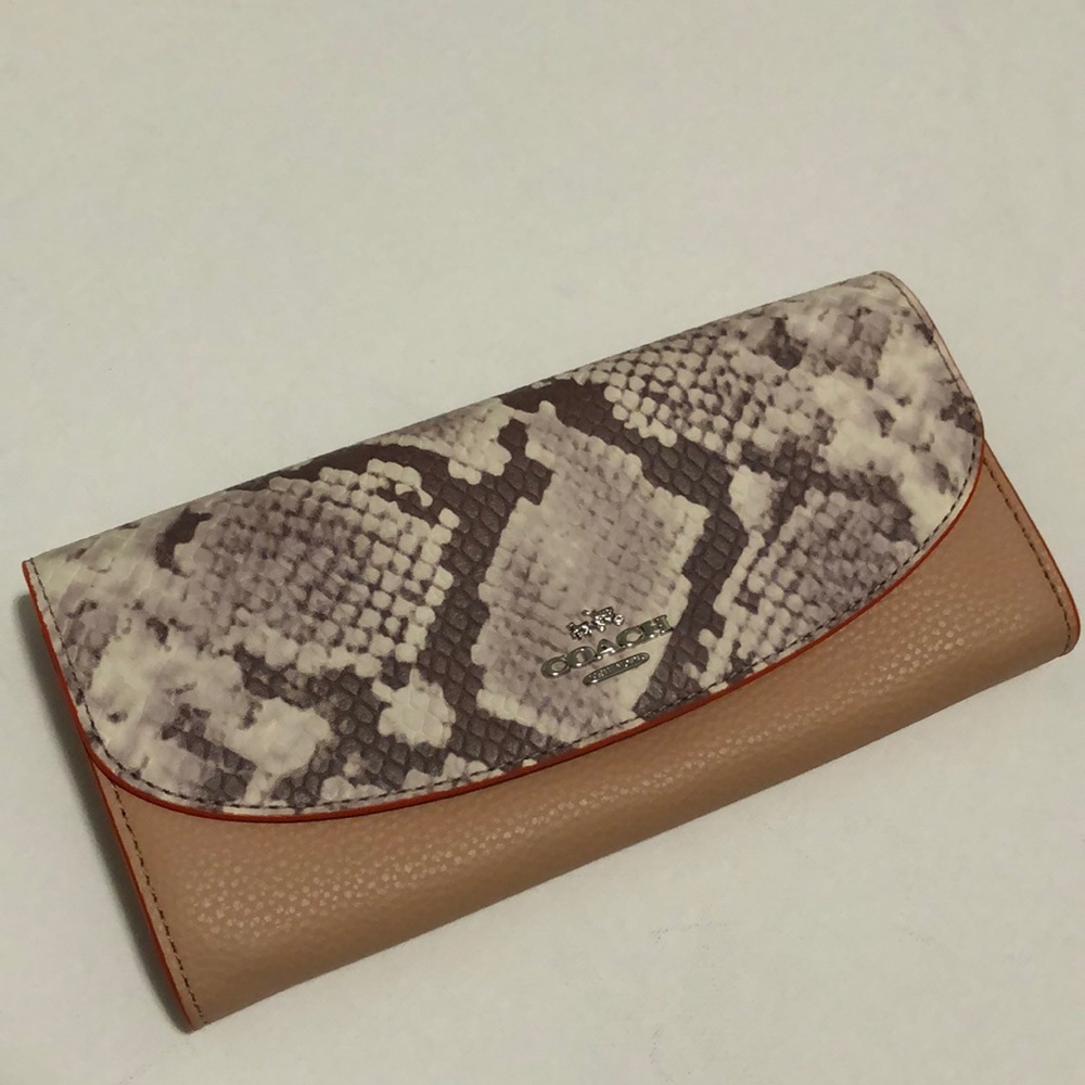 Coach Nude Pink Multi F 11928 Leather Slim Envelope In Wallet